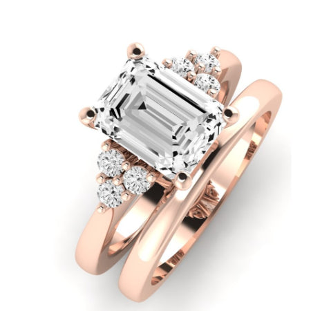 Alyssa Moissanite Matching Band Only (does Not Include Engagement Ring) For Ring With Emerald Center rosegold