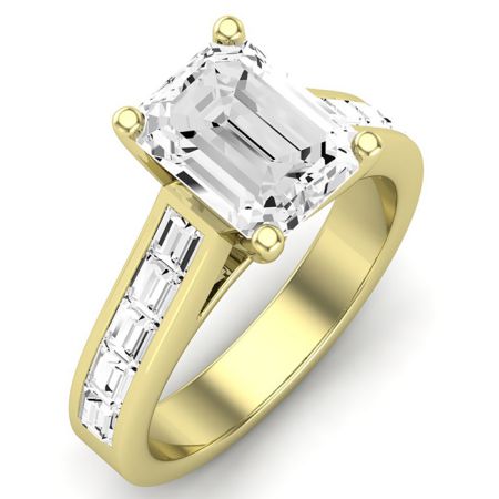 Yarrow Moissanite Matching Band Only (engagement Ring Not Included) For Ring With Emerald Center yellowgold