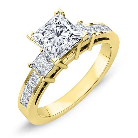 Hazel Moissanite Matching Band Only (engagement Ring Not Included) For Ring With Princess Center yellowgold