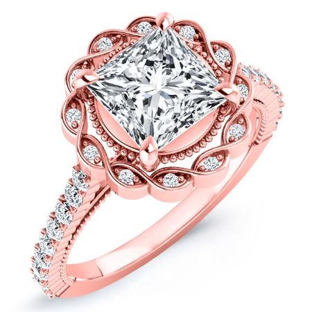 Ruellia Moissanite Matching Band Only (engagement Ring Not Included) For Ring With Princess Center rosegold