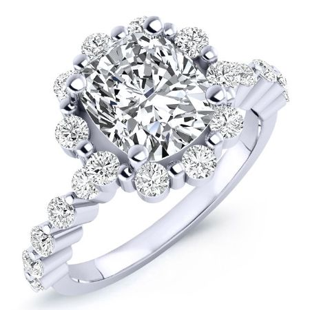 Privet Moissanite Matching Band Only (engagement Ring Not Included) For Ring With Cushion Center whitegold