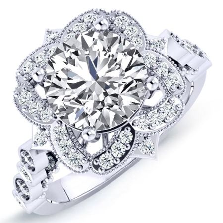 Hana Moissanite Matching Band Only (engagement Ring Not Included) For Ring With Round Center whitegold