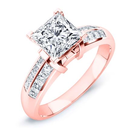 Heather Moissanite Matching Band Only (engagement Ring Not Included) For Ring With Princess Center rosegold