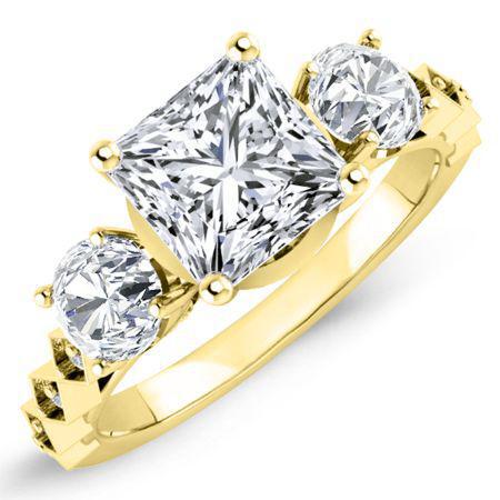 Calix Diamond Matching Band Only (engagement Ring Not Included) For Ring With Princess Center yellowgold