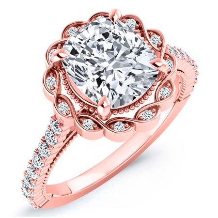 Ruellia Moissanite Matching Band Only (engagement Ring Not Included) For Ring With Cushion Center rosegold