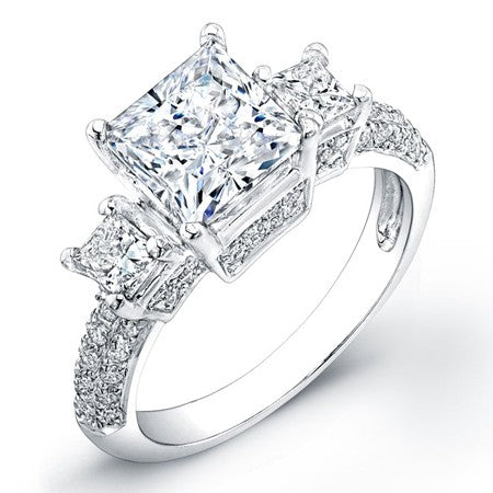 Daffodil Moissanite Matching Band Only (engagement Ring Not Included) For Ring With Princess Center whitegold
