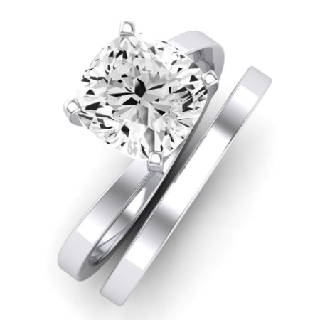 Zinnia Moissanite Matching Band Only ( Engagement Ring Not Included) For Ring With Cushion Center whitegold
