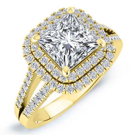 Viola Moissanite Matching Band Only (engagement Ring Not Included) For Ring With Princess Center yellowgold