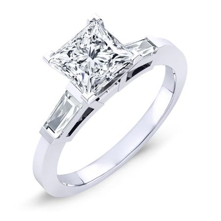 Sorrel Moissanite Matching Band Only (engagement Ring Not Included) For Ring With Princess Center whitegold