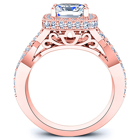 Clover Princess Moissanite Engagement Ring rosegold