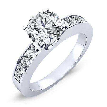 Eliza Moissanite Matching Band Only (engagement Ring Not Included) For Ring With Round Center whitegold