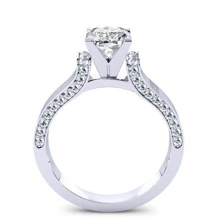 Lavender Cushion Moissanite Engagement Ring whitegold