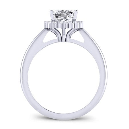 Callalily Cushion Moissanite Engagement Ring whitegold