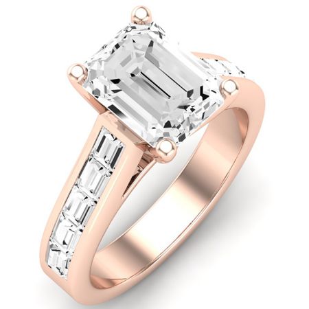 Yarrow Moissanite Matching Band Only (engagement Ring Not Included) For Ring With Emerald Center rosegold