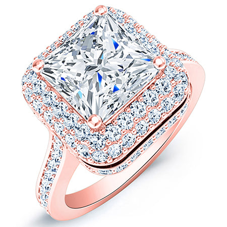 Indigo Moissanite Matching Band Only (engagement Ring Not Included) For Ring With Princess Center rosegold