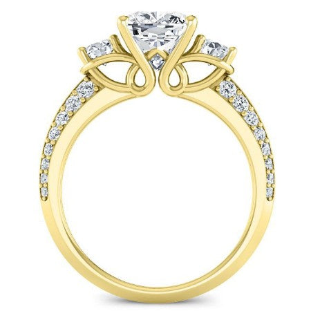 Thistle Cushion Moissanite Engagement Ring yellowgold