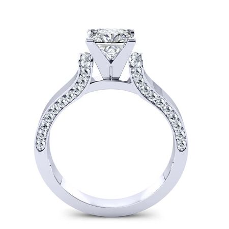 Lavender Princess Moissanite Engagement Ring whitegold