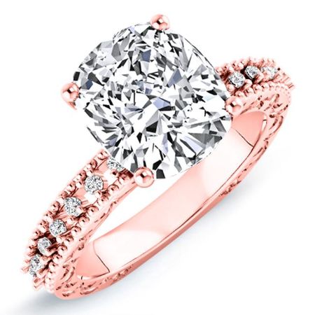 Carmel Moissanite Matching Band Only (engagement Ring Not Included) For Ring With Cushion Center rosegold