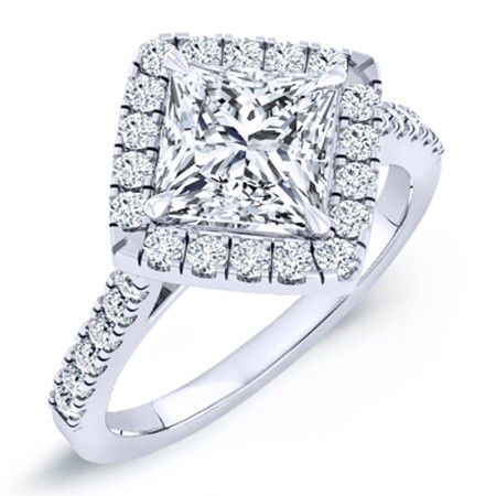 Cattleya Moissanite Matching Band Only (engagement Ring Not Included) For Ring With Princess Center whitegold