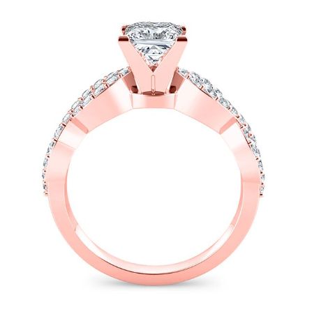 Camellia Diamond Matching Band Only (engagement Ring Not Included) For Ring With Princess Center rosegold
