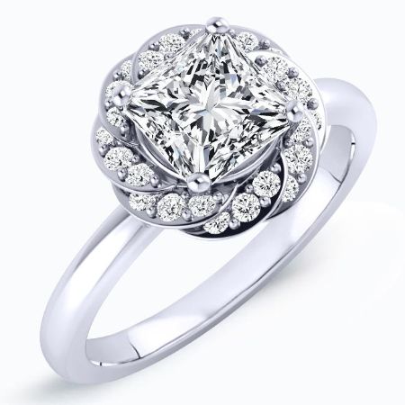 Almond Diamond Matching Band Only (engagement Ring Not Included) For Ring With Princess Center whitegold