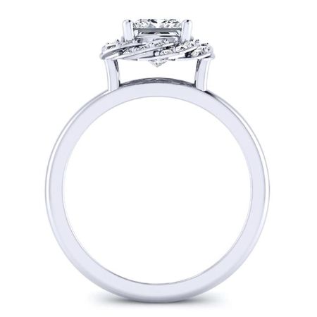 Almond Princess Moissanite Engagement Ring whitegold