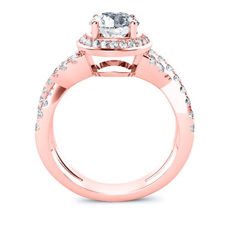 Moonflower Round Moissanite Engagement Ring rosegold