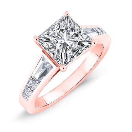 Bergamot Diamond Matching Band Only (engagement Ring Not Included) For Ring With Princess Center rosegold