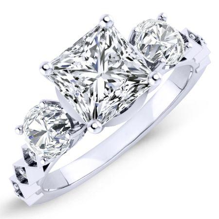 Calix Moissanite Matching Band Only (engagement Ring Not Included) For Ring With Princess Center whitegold