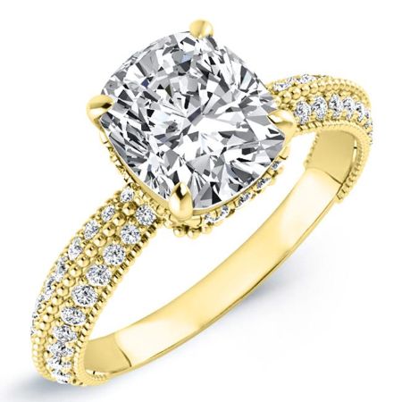 Oxalis Moissanite Matching Band Only (engagement Ring Not Included) For Ring With Cushion Center yellowgold