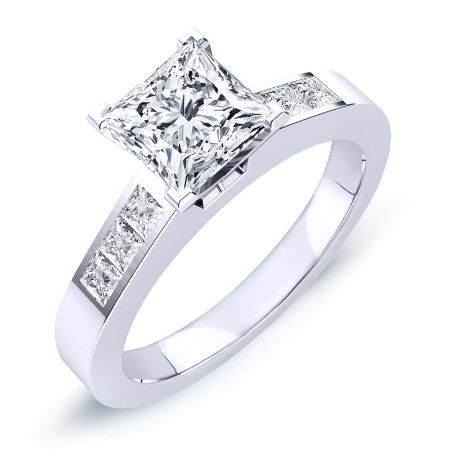 Jessamine Moissanite Matching Band Only (engagement Ring Not Included) For Ring With Princess Center whitegold