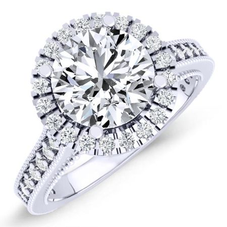 Mawar Moissanite Matching Band Only (engagement Ring Not Included) For Ring With Round Center whitegold