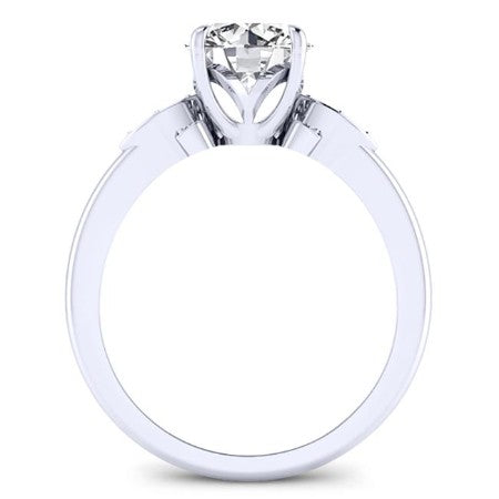 Lobelia Round Moissanite Engagement Ring whitegold