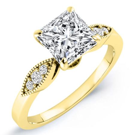 Mulberry Moissanite Matching Band Only (engagement Ring Not Included) For Ring With Princess Center yellowgold