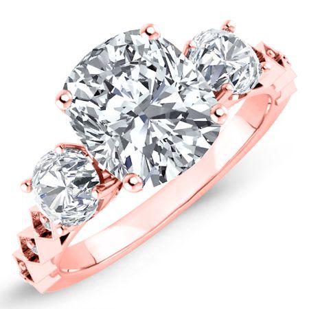 Calix Moissanite Matching Band Only (engagement Ring Not Included) For Ring With Cushion Center rosegold