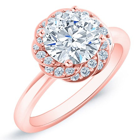 Almond Moissanite Matching Band Only (engagement Ring Not Included) For Ring With Round Center rosegold