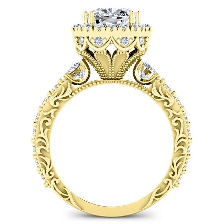 Canna Cushion Moissanite Engagement Ring yellowgold