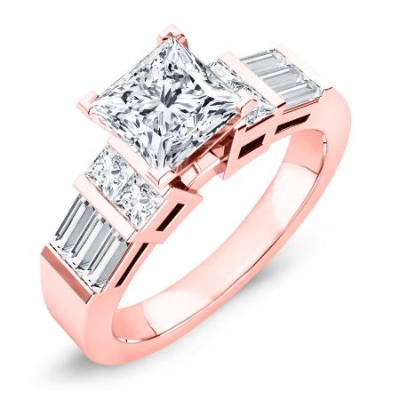 Bluebell Moissanite Matching Band Only (engagement Ring Not Included) For Ring With Princess Center rosegold