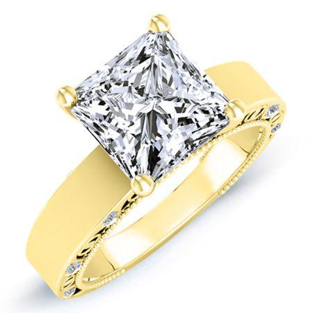 Acacia Moissanite Matching Band Only (engagement Ring Not Included) For Ring With Princess Center yellowgold