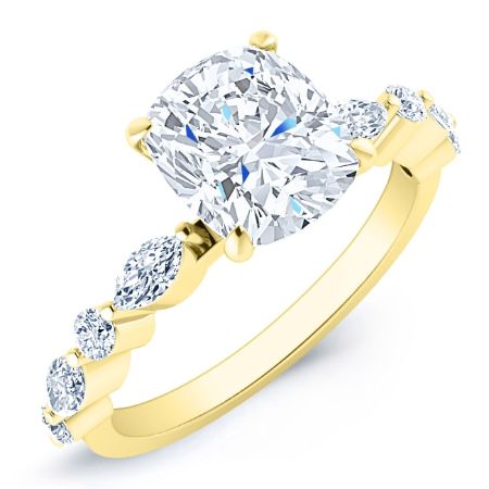 Redbud Moissanite Matching Band Only (engagement Ring Not Included) For Ring With Cushion Center yellowgold