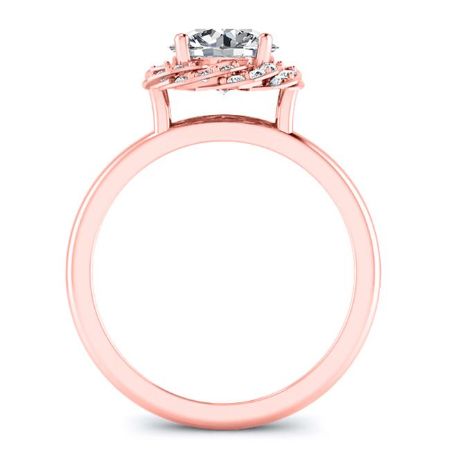 Almond Round Moissanite Engagement Ring rosegold