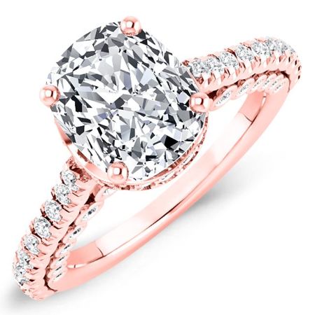Garland Moissanite Matching Band Only (engagement Ring Not Included) For Ring With Cushion Center rosegold
