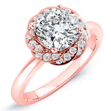 Almond Moissanite Matching Band Only (engagement Ring Not Included) For Ring With Cushion Center rosegold