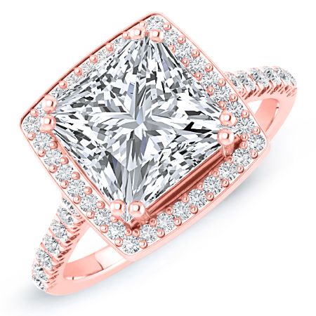 Aster Moissanite Matching Band Only (engagement Ring Not Included) For Ring With Princess Center rosegold