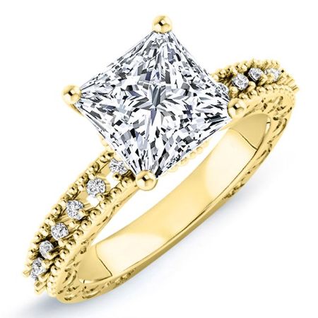 Carmel Moissanite Matching Band Only (engagement Ring Not Included) For Ring With Princess Center yellowgold