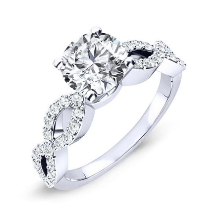 Camellia Diamond Matching Band Only (engagement Ring Not Included) For Ring With Round Center whitegold