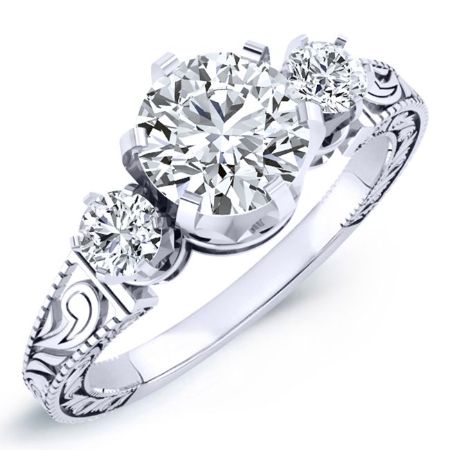Tuberose Moissanite Matching Band Only (engagement Ring Not Included) For Ring With Round Center whitegold