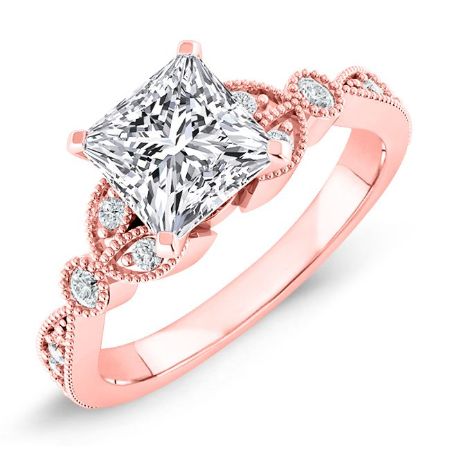 Laurel Diamond Matching Band Only (engagement Ring Not Included) For Ring With Princess Center rosegold