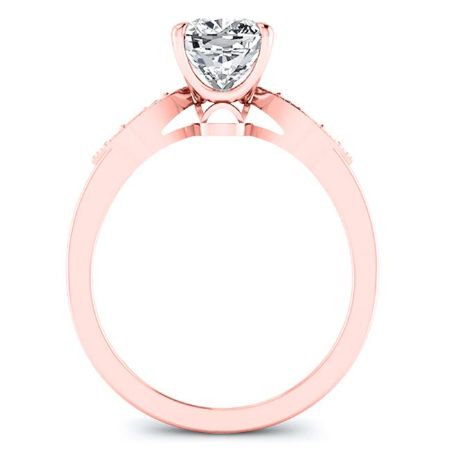 Mulberry Cushion Moissanite Engagement Ring rosegold