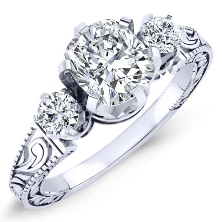 Tuberose Cushion Moissanite Bridal Set whitegold